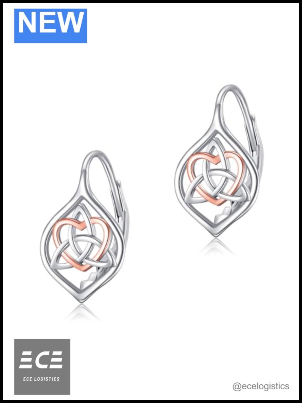 S925 Sterling Silver Celtic Knot Dangle Earrings Lever Back Gift for Women
